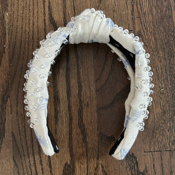 Lele Sadoughi x LoveShackFancy - Beaded Woven Headband, White and Blue, NW - Picture 3 of 5